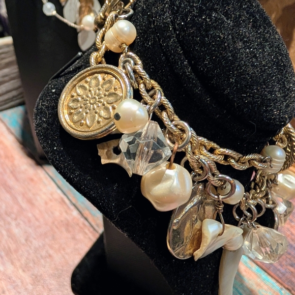 Small Wrist Gold and Silver Charm Bracelet - Picture 4 of 6